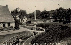 Paris MI State Fish Trout Hatchery c1920 Real Photo Postcard 