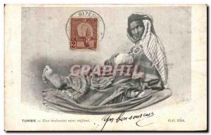 Old Postcard A Bedouin Tunisia with a child