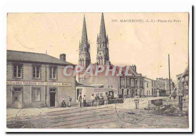 Machecoul Old Postcard Place du port (animated) (Bar Cafe Cafe Thebaud Sert B...