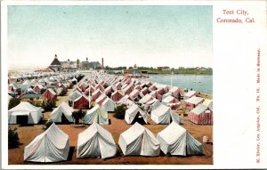 Coronado California Tent City on Beach Handcolored Vintage Postcard c 1906