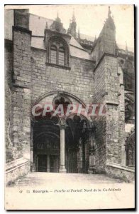 Old Postcard Bourges Porch and North Portal of the Cathedral