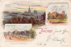 GRUSS aus AACHEN GERMANY-FRANKENBURG KAISER GOALS-BURTSCHEID~1898 POSTCARD