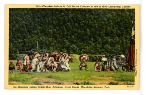 Cherokee Indians in Full Native Costume in Ceremonial Dance 