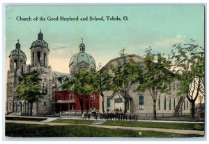 1914 Church Of The Good Shepherd And School Scene Toledo Ohio OH Posted Postcard