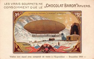 ZEPPELIN AVIATION CHOCOLATE BARON ANVERS BELGIUM EXPO ADVERTISING POSTCARD 1910