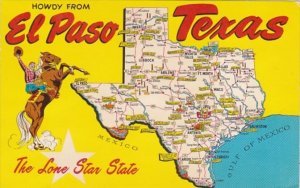 Greetings From El Paso Texas With Map 1967