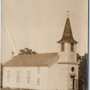 c1910s Unknown Old Church RPPC Clapboard Wood Chapel Real Photo Postcard A259