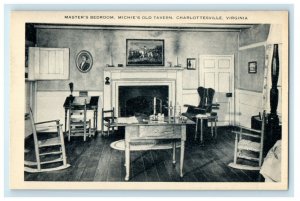 c1940s Master's Bedroom Michie's Old Tavern Charlottesville Virginia VA Postcard 