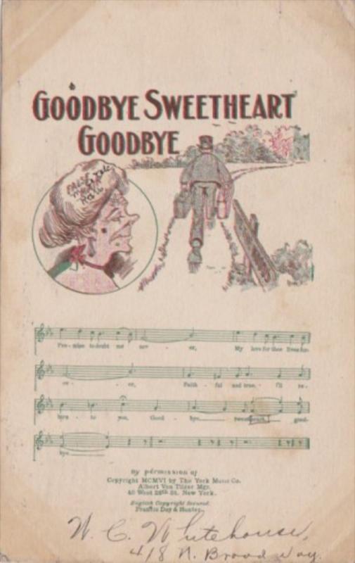 Song Card Goodbye Sweetheart Goodbye 1908