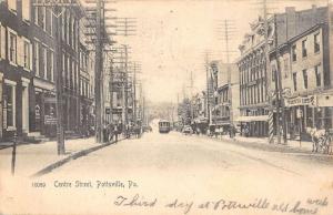 Pottsville Pennsylvania Centre Street Scene Antique Postcard K38642