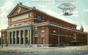 c1907 Advertising Postcard; Poole Piano Co. Boston MA Symphony Hall, Dirigible