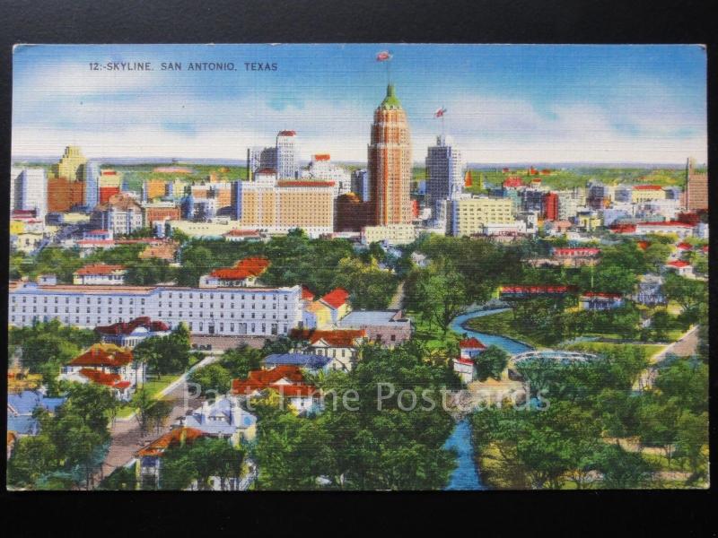 USA: Texas SKYLINE SAN ANTONIO - Old Postcard