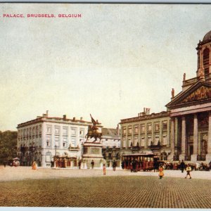 c1910s Brussels, Belgium The Royal Palace City Square Park Monument Trolley A203