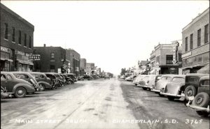 Chamberlain SD Main St. Nice View of Cars c1940s Real Photo Postcard