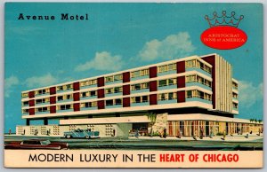 Vtg Chicago Illinois IL Avenue Motel Artist Rendered 1960s View Postcard