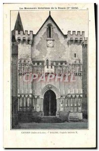 Postcard Old Candes Loire Valley Church Facade Side