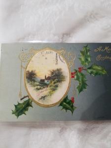 Antique Christmas Postcard A Merry Christmas. Postmarked Christmas Eve 1906