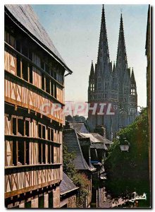 Postcard Modern Copuleurs Brittany Quimper Arrows of the Cathedral St Corentin