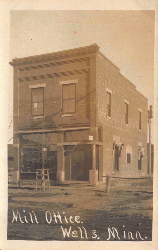 Real Photo Postcard Mill Office Building in Wells, Minnesota~116463