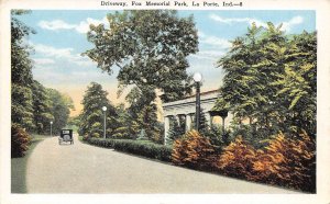 Fox Memorial Park Driveway La Porte Indiana 1920s postcard
