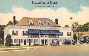 College Park Maryland Lord Calvert Hotel Vintage Postcard AA1754