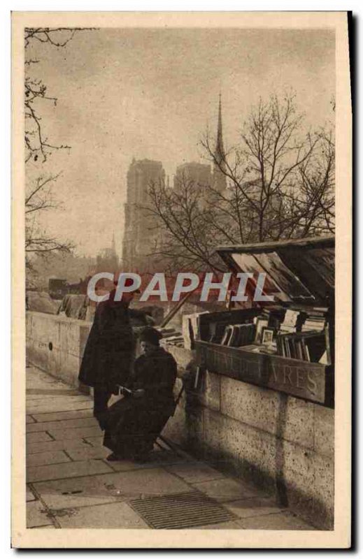 Old Postcard Bookstall Paris and Notre Dame