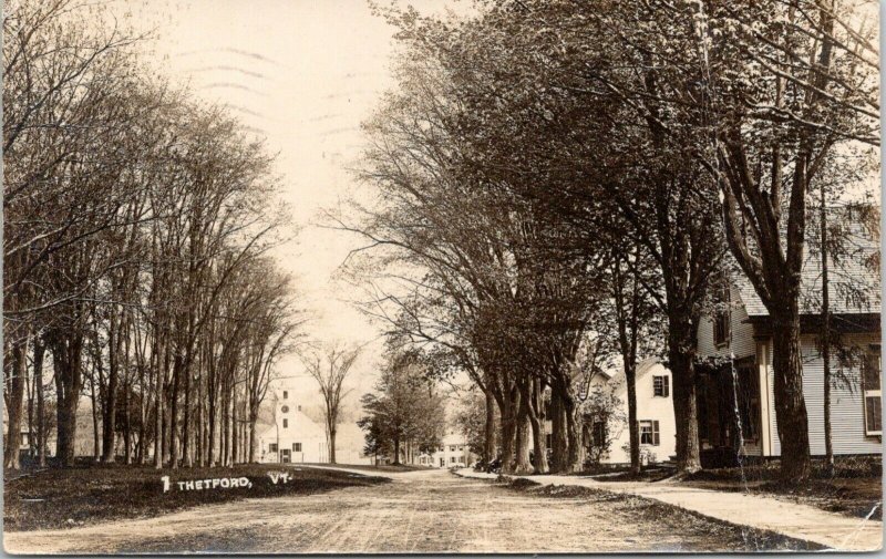 Thetford Vermont~Main Street~Homes~Clock Tower Building~Dirt Road~1916 RPPC 