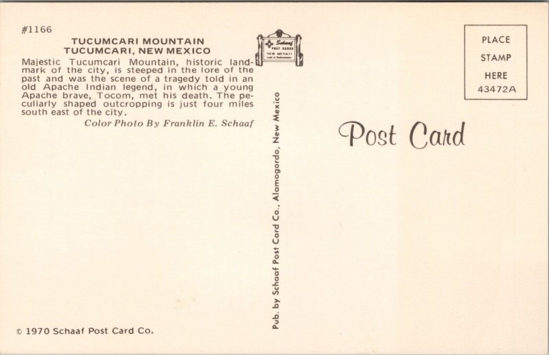 The Legend of Tucamcari Mountain NM Postcard PC474
