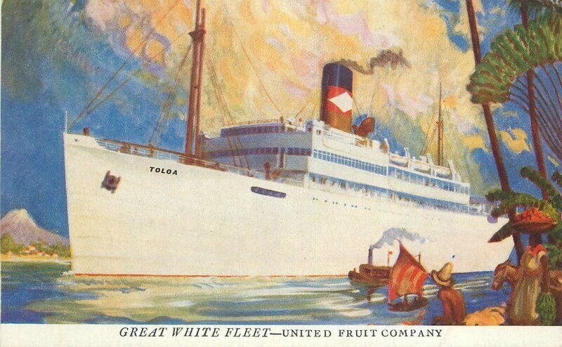Steamship 1930s Great White Fleet United Fruit artist Postcard 22-4725