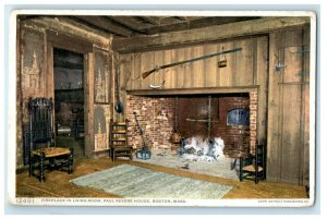 c1910s Fireplace, Paul Revere House, Boston Detroit Publishing MA Postcard