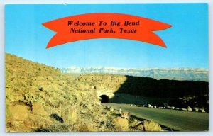 BIG BEND NATIONAL PARK, TX Texas ~ HIGHWAY SCENE & TUNNEL Banner c1960s Postcard