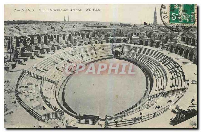 Old Postcard Nimes Inside view of Arenes