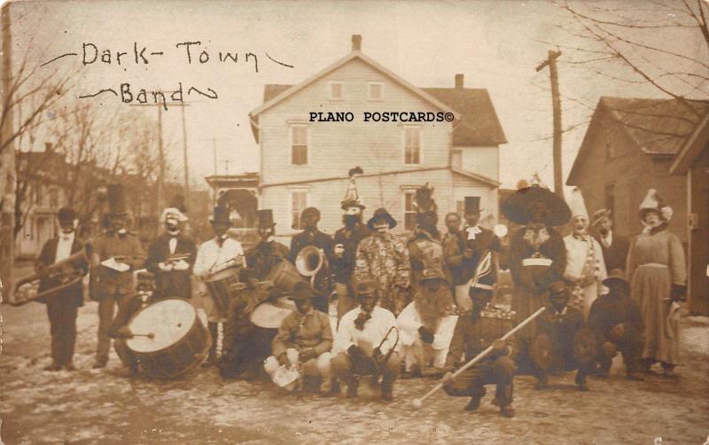 BLACK AMERICANA DARKTOWN BAND-EARLY 1900'S  RPPC REAL PHOTO POSTCARD