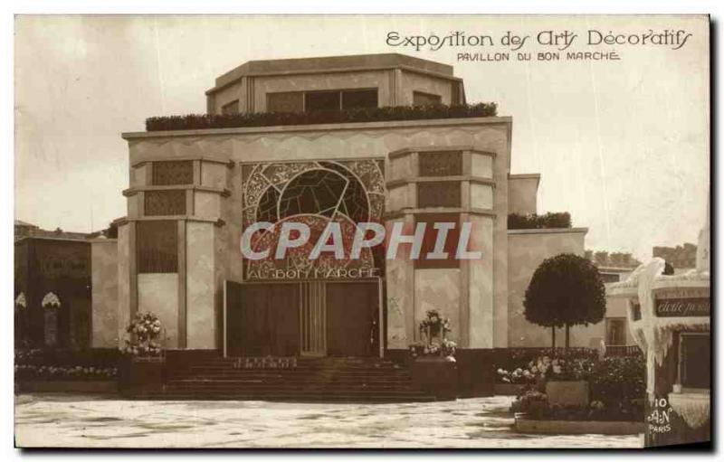 Old Postcard Paris Exhibition Pavilion Aty Decoratifs Bon Marche