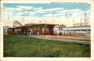 Norfolk VA Virginia Ocean View Park New Station RR Depot c1933 Vintage Postcard