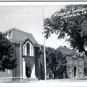 c1950s Indianola, IA RPPC Simpson College Campus Scene Science Hall PC Vtg A108