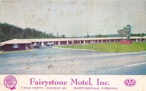 Martinsville Virginia 1950s Postcard Fairystone Motel
