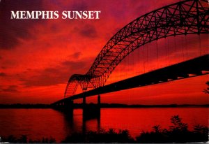 Tennessee Memphis Hernando De Soto Bridge At Sunset