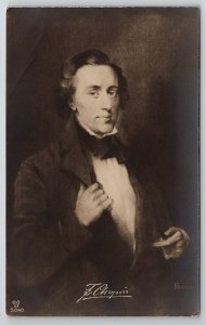 Frederic Chopin Polish Composer Pianist Portrait Photo RPPC Postcard L38