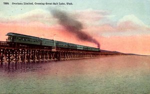Salt Lake City, Utah - The Overland Limited Crossing the Great Salt Lake - c1908