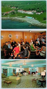 3 Postcards KENNEBUNKPORT, Maine ME ~ SHAWMUT INN Hotel & Lounge & Piano c1960s