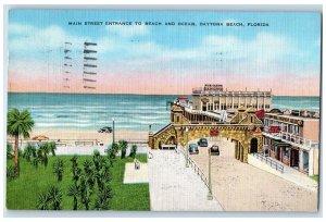 1910 Main Street Entrance To Beach Ocean Classic Cars Daytona Beach FL Postcard