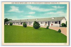 c1930's Casa Rancho Motor Lodge Charlotte North Carolina NC Vintage Postcard 