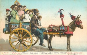 Ancient means of transport Italy Sicilian donkey chariot & folk types costumes