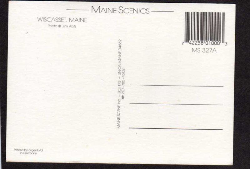 ME Aerial View Harbor Wiscasset Maine Postcard