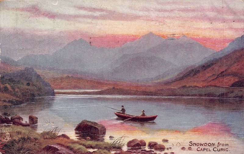 LLANBERIS NORTH WALES UK~SNOWDON FROM CAPEL CURIC~1907 TUCK OILETTE POSTCARD