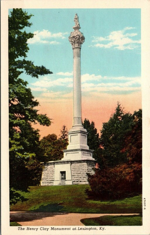 Vintage Henry Clay Monument Cemetery Lexington Kentucky KY Postcard
