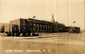 PC CPA US, NEW JERSEY, HAWTHORNE, HIGH SCHOOL, REAL PHOTO POSTCARD (b6406)