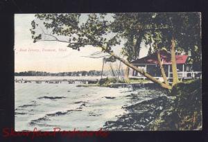 FREMONT MICHIGAN BOAT LIVERY ANTIQUE VINTAGE POSTCARD MICH. DUNCAN NEBRASKA