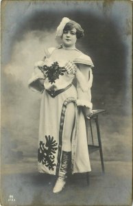 c1910 RPPC 2183 Sexy Russian Girl Dancer wearing Boots Shows Thigh, Unk. Europe